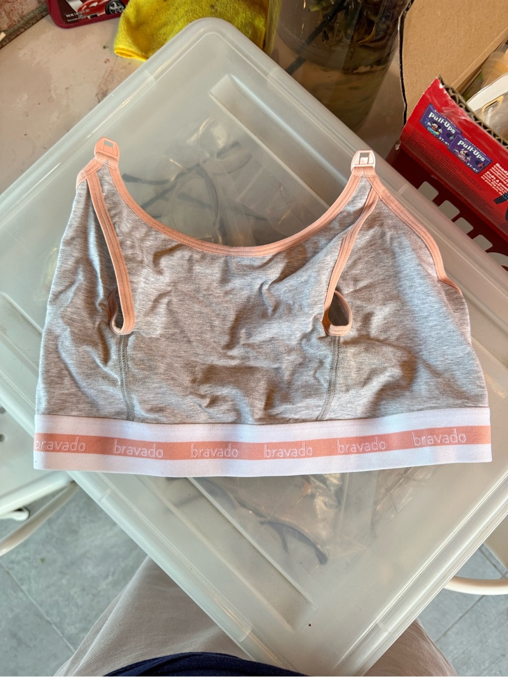 Bravado Grey Bralette with Peach Logo Band